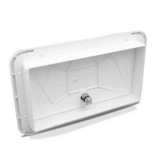 JR Products Polar White Large Key Lock Access Hatch – Multi-Purpose For RV, Marine, Van, ZE102-A